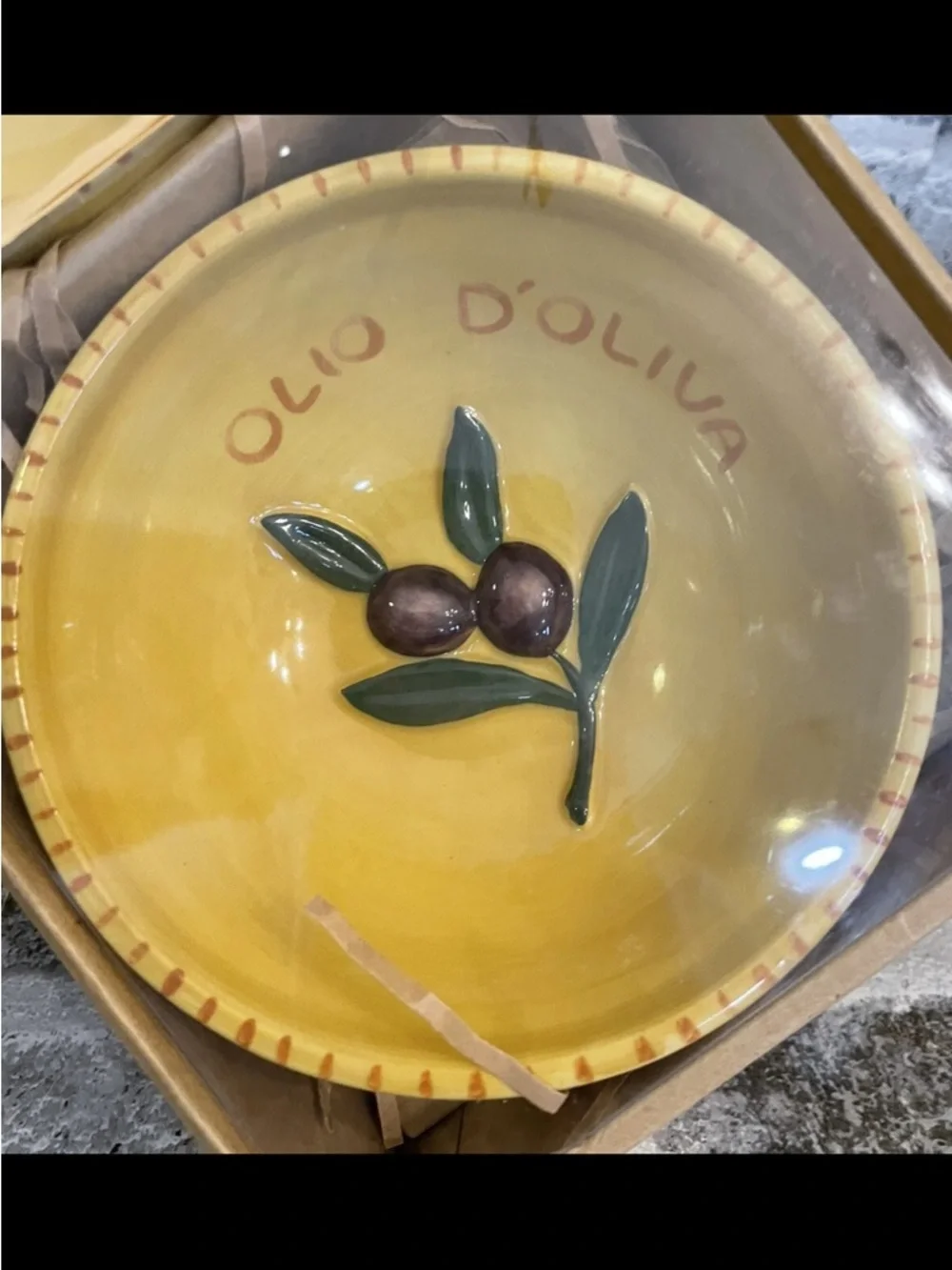William Sonoma Provençal Dipping Bowls (3) OLIO D’OLIVA (Olive) Yellow 5”